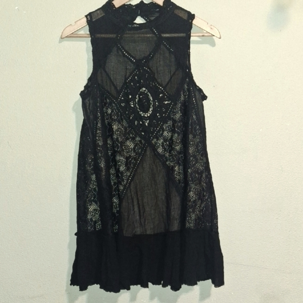 Free People M Back Lace Mini Dress
